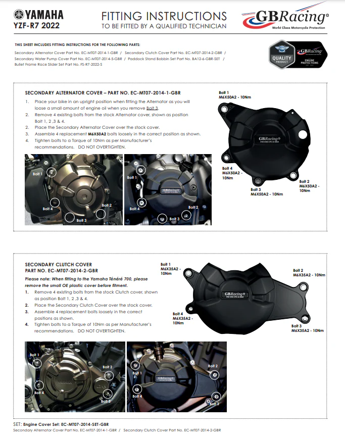 Kupplung Protektor Schutzabdeckung GBRacing Yamaha YZF-R7 (21-26) - Image 4