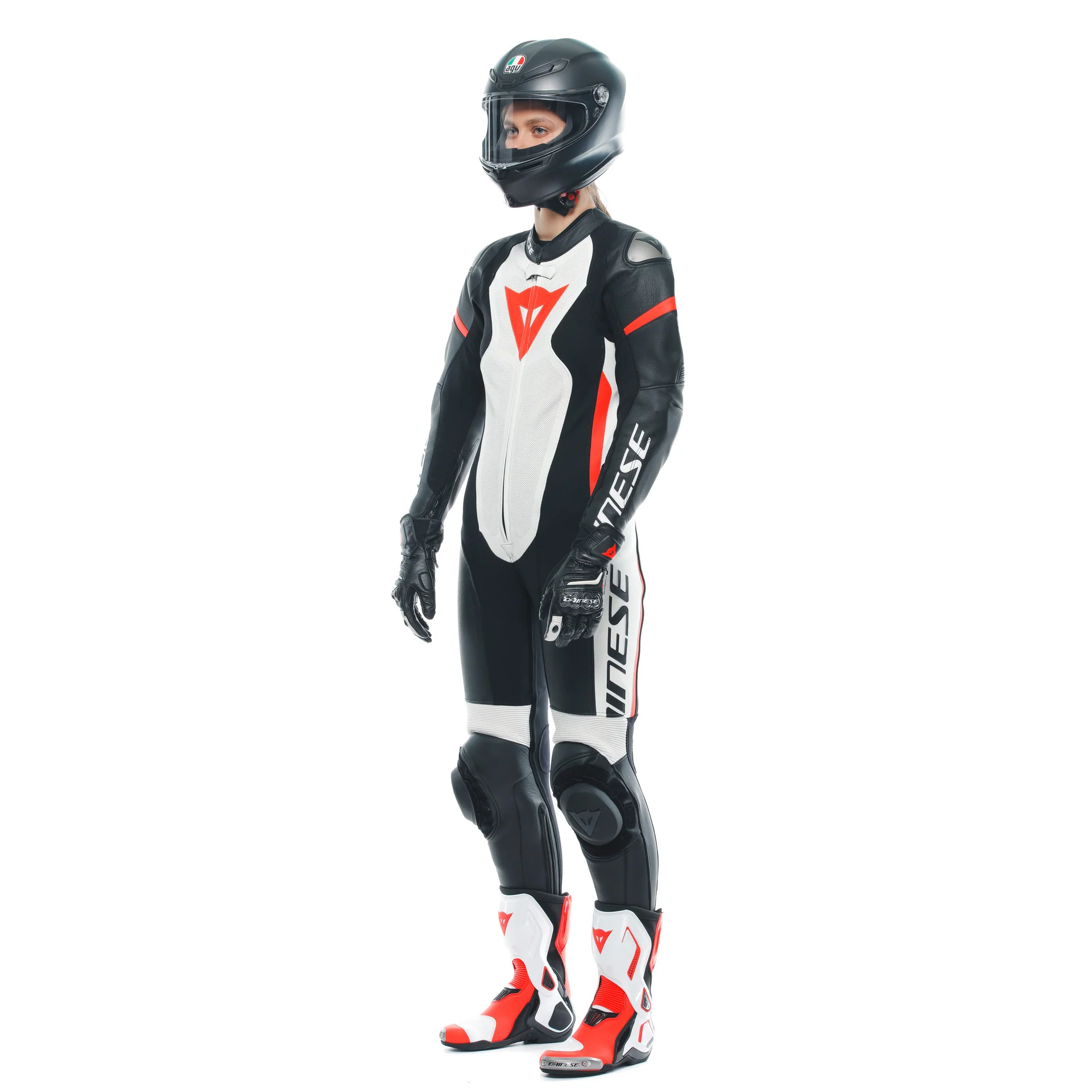 Dainese Grobnik Lady Einteiler Lederkombi – Perforierter Rennanzug | Frauen | Weiß/Rot - Image 2