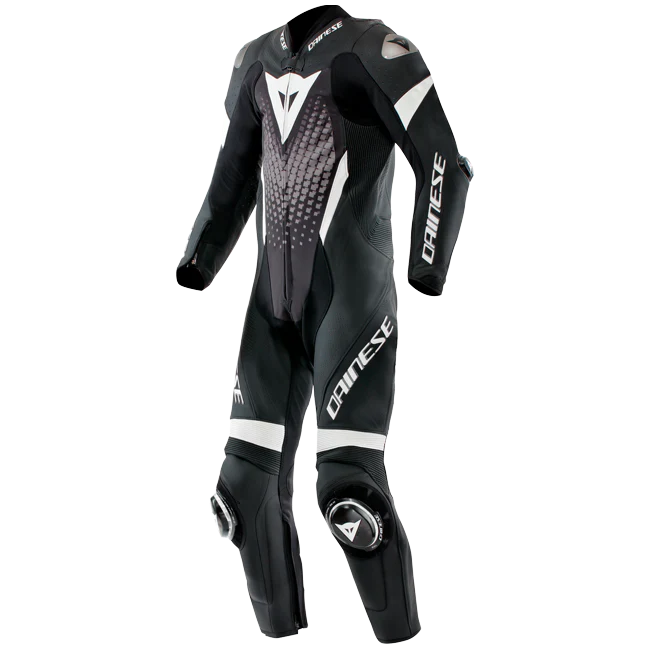Dainese Laguna Seca 6 Einteiler Lederkombi – Perforierter Rennanzug | Herren | Schwarz/Weiß