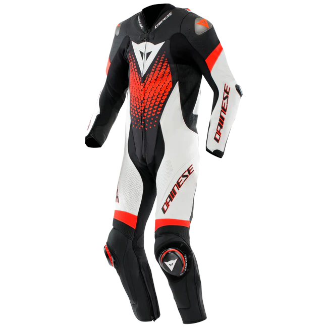 Dainese Laguna Seca 6 Einteiler Lederkombi – Perforierter Rennanzug | Herren | Weiß/Rot