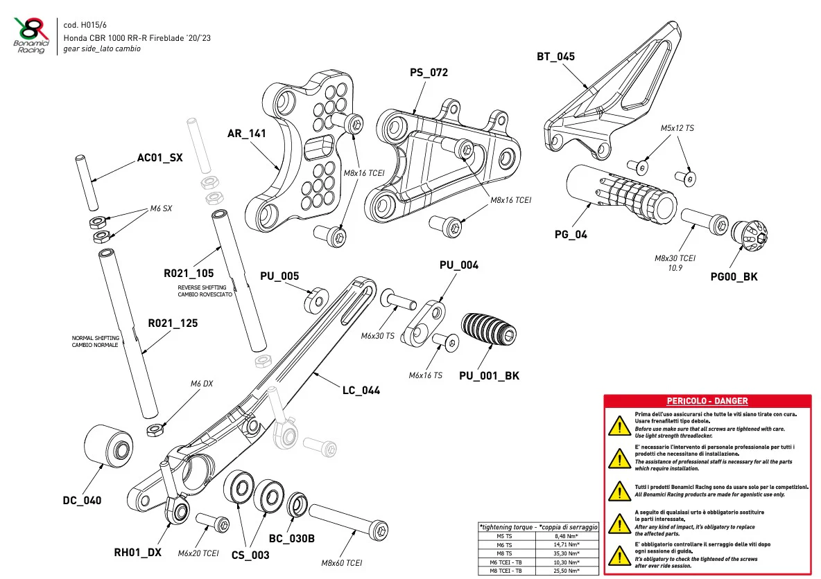 Fußrastenanlage Bonamici Racing Honda CBR 1000 RR-R SC82 (20-26) H016 - Image 3