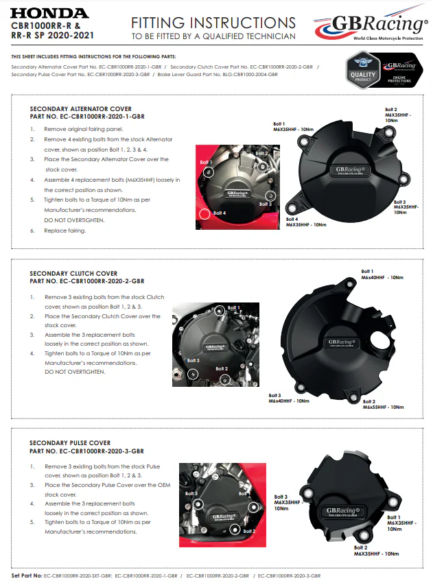 Lichtmaschinen Protektor Schutzabdeckung GBRacing Honda CBR 1000 RR-R (20-26) - Image 5