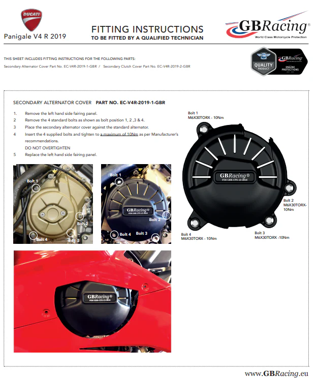 Motordeckel Protektoren Komplettset GBRacing Ducati Panigale V4 R (19-21) - Image 11