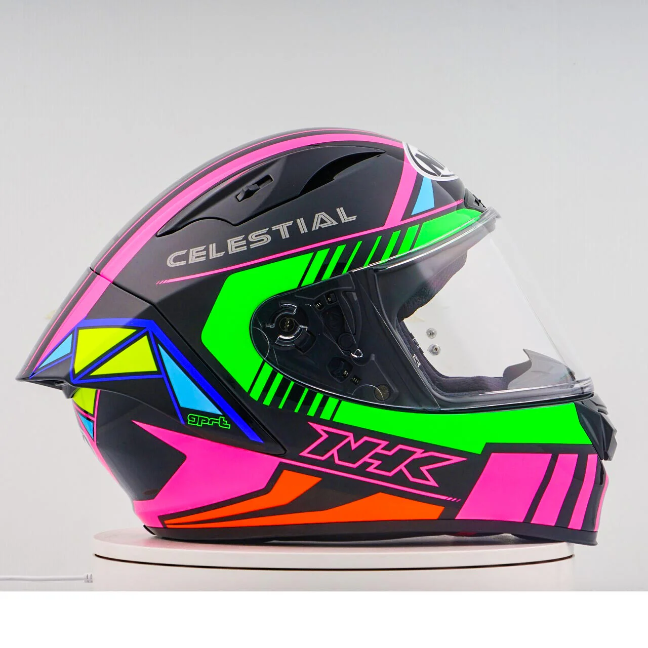 NHK GP-R Tech Race Helm Magi Black/Green/Pink - Image 7