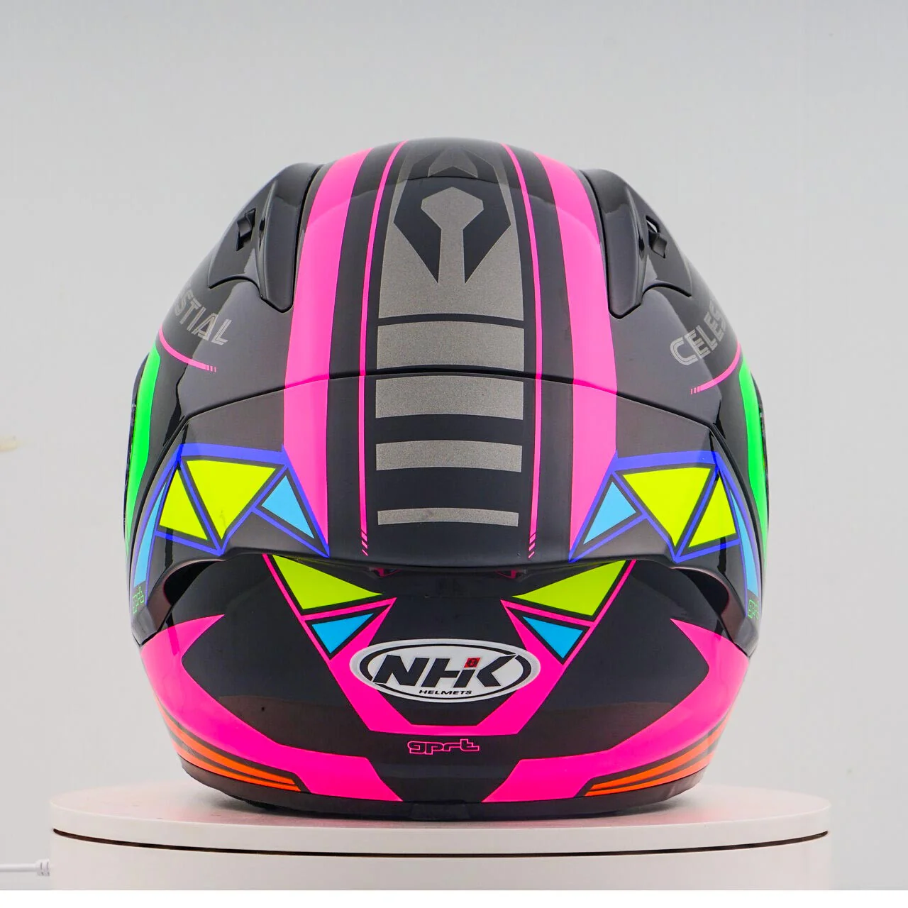 NHK GP-R Tech Race Helm Magi Black/Green/Pink - Image 9