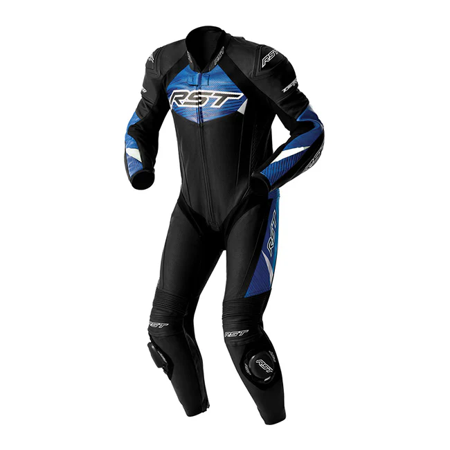 RST Tractech EVO D3O Einteiler Lederkombi – Perforierter Rennanzug | Herren | Schwarz/Blau | 103634
