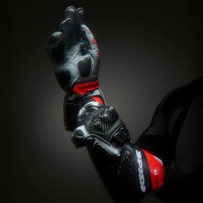 Spidi Carbo Kangaroo Racing Motorrad Lederhandschuhe | Herren | Schwarz-Rot | A216021 - Image 4