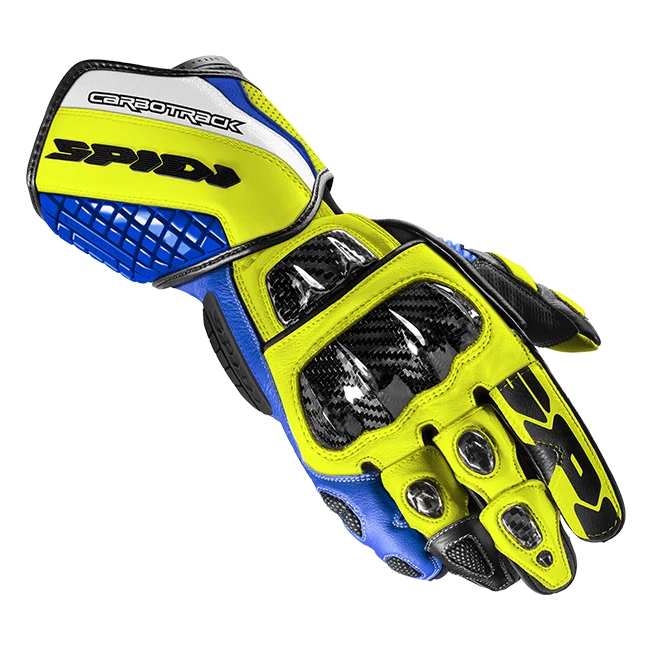 Spidi Carbo Track Evo Racing Motorrad Lederhandschuhe | Herren | Blau/Gelb | A203477