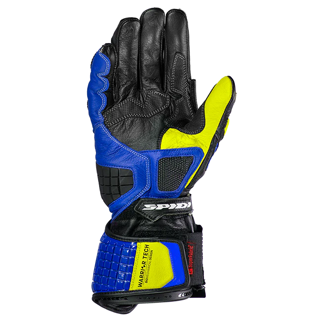 Spidi Carbo Track Evo Racing Motorrad Lederhandschuhe | Herren | Blau/Gelb | A203477 - Image 2