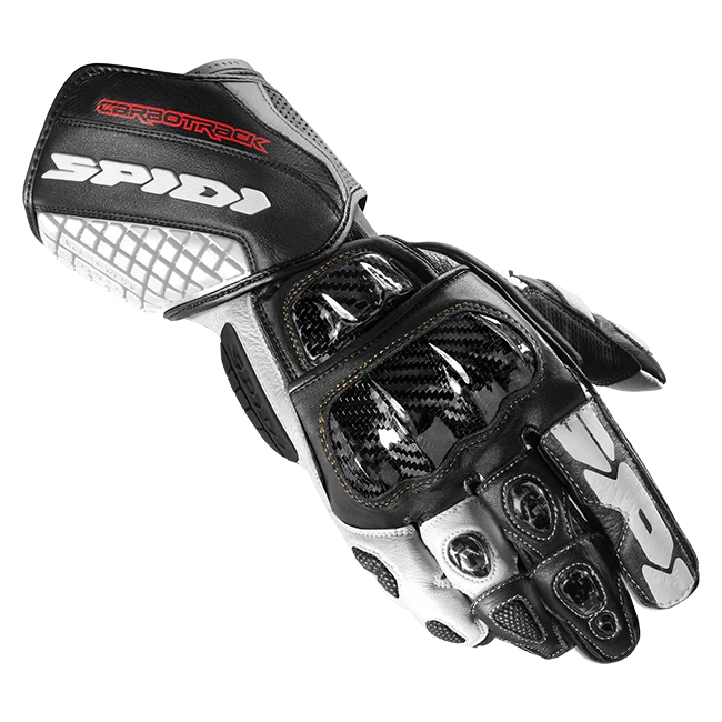Spidi Carbo Track Evo Racing Motorrad Lederhandschuhe | Herren | Schwarz/Weiß | A203011