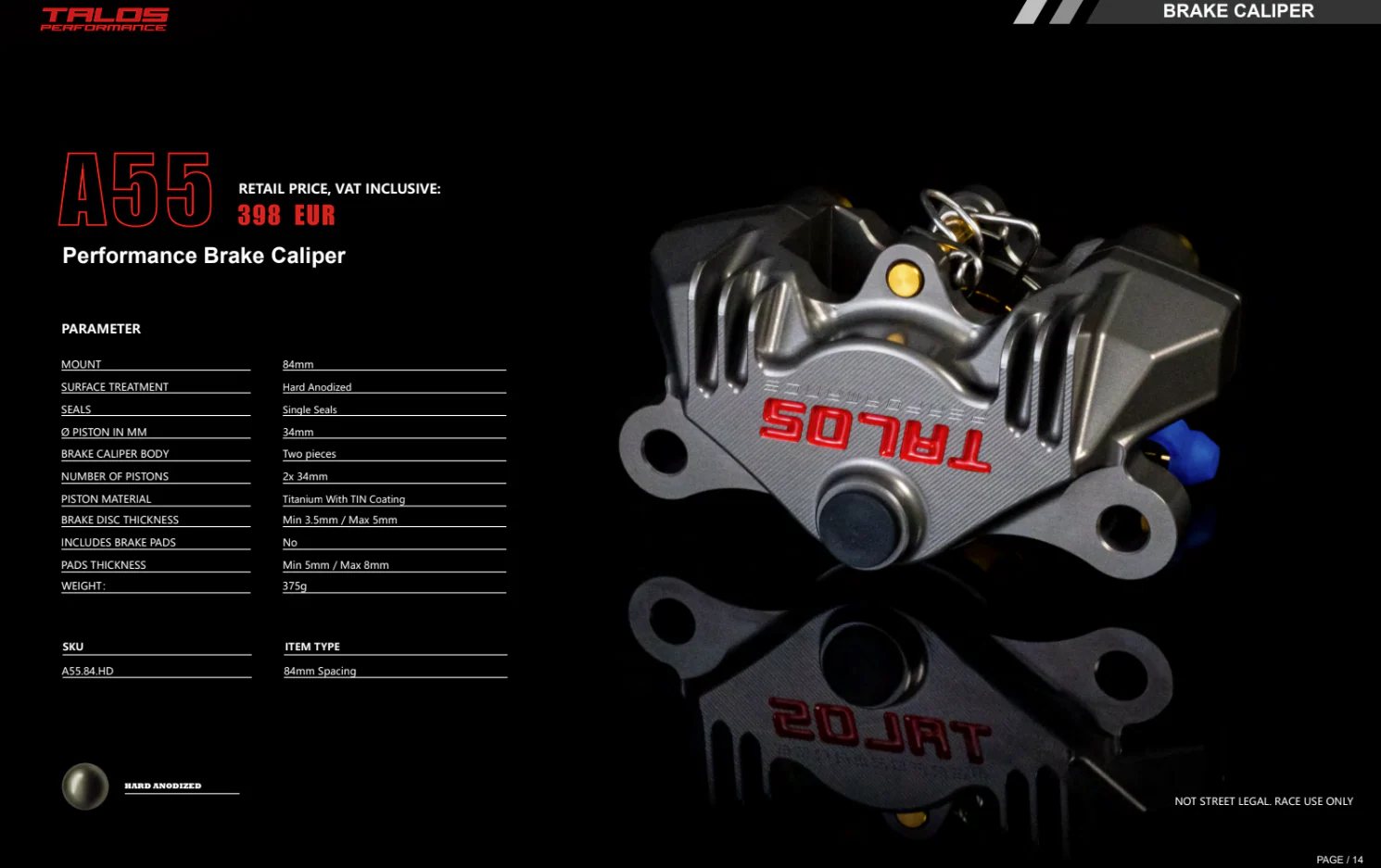 Talos P2 34 CNC Racing 84mm Bremszange hinten | A55.84.HD - Image 9