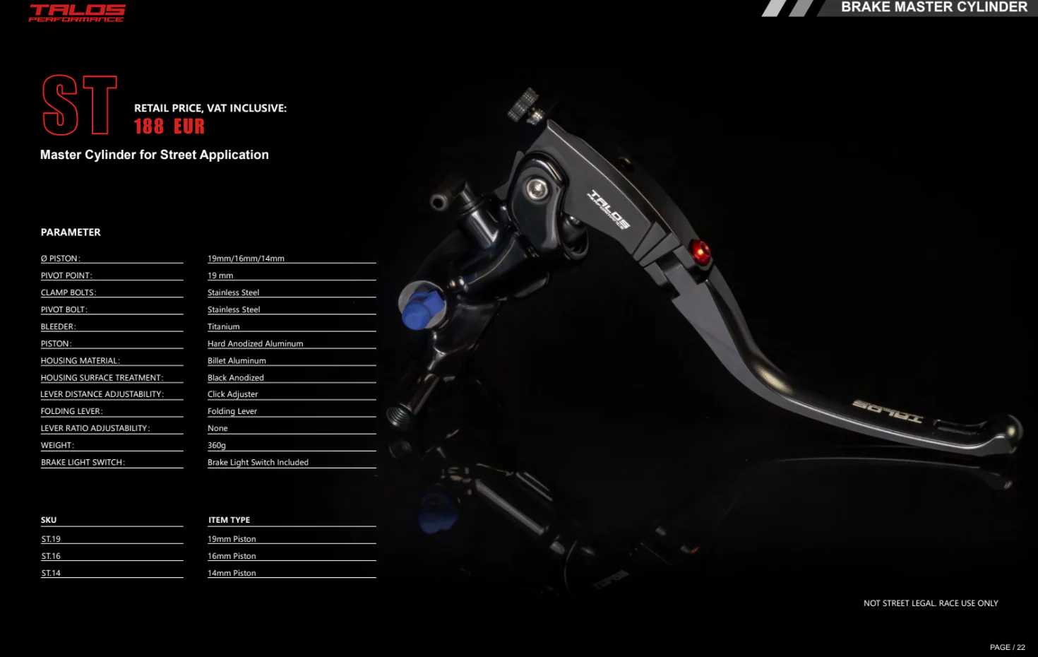Talos CNC ST Radial Racing Bremspumpe 16mm| ST.16 - Image 4