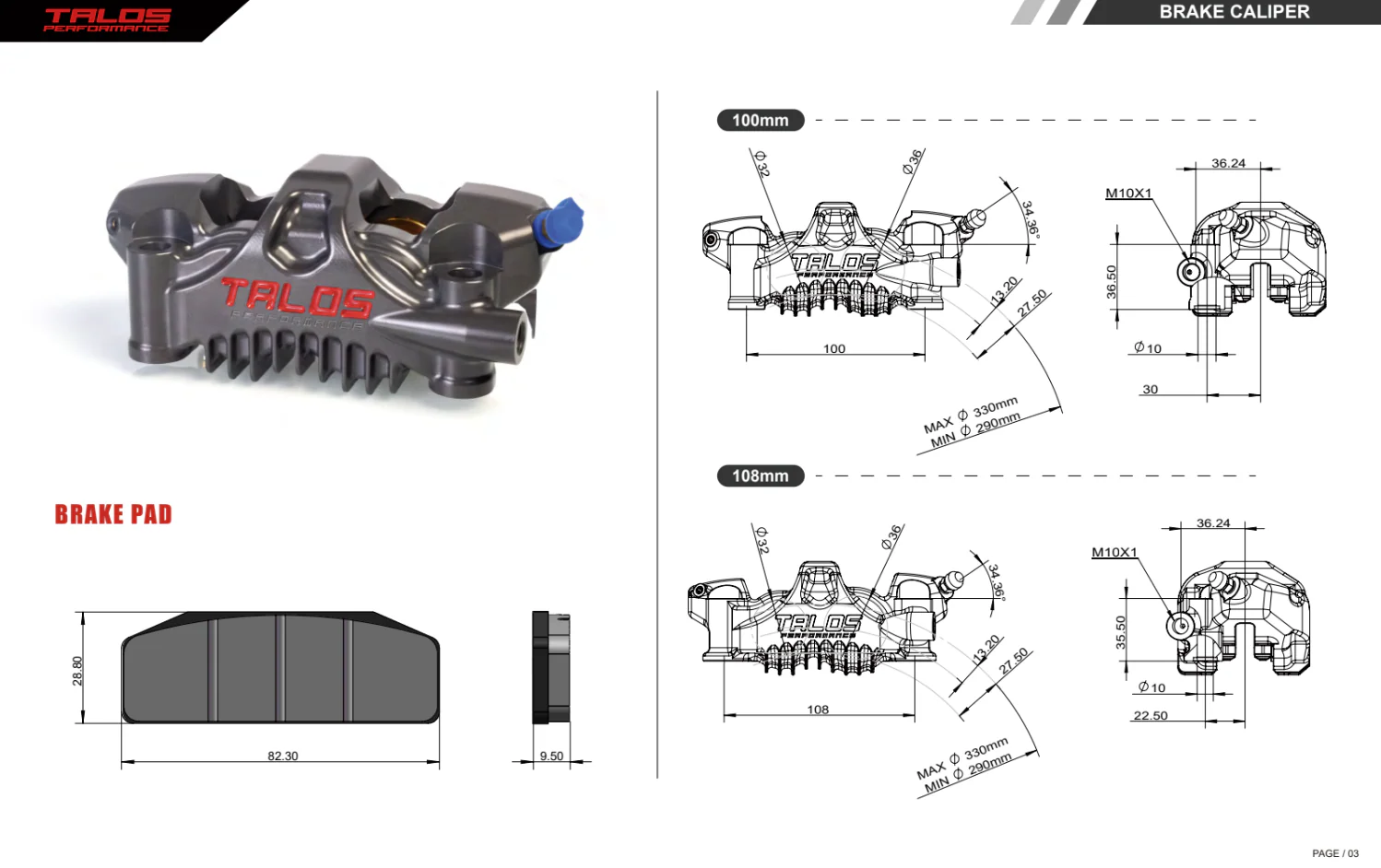 Talos X75 SBK Racing Monoblock P4 32/36 100mm Bremszange Vorne Links | X75.100.HD.L - Image 12